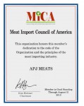 Meat Importers Council of America (MICA) Certificate